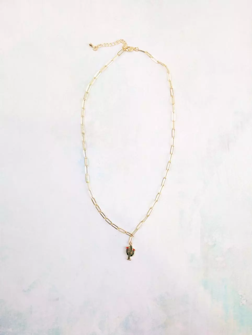 plant/Saguaro Cactus Necklace, Link Chain-1