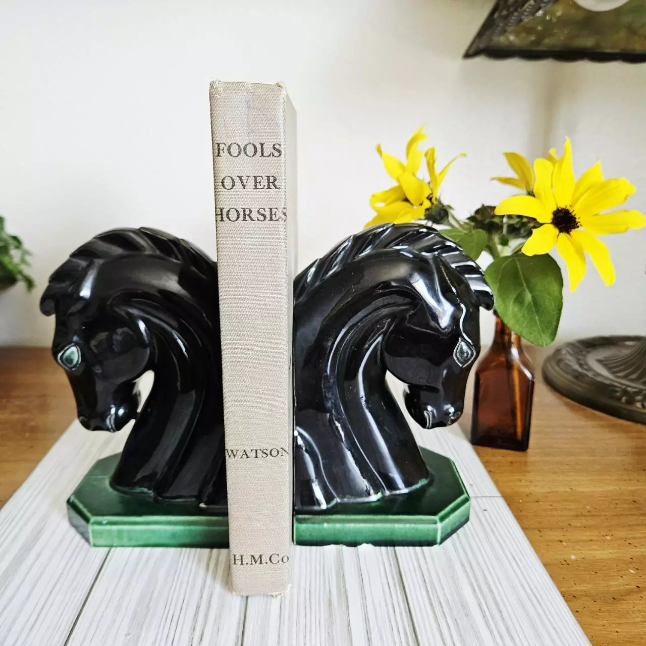 plant/Hobbyist Ceramic Horse Head Bookends-0