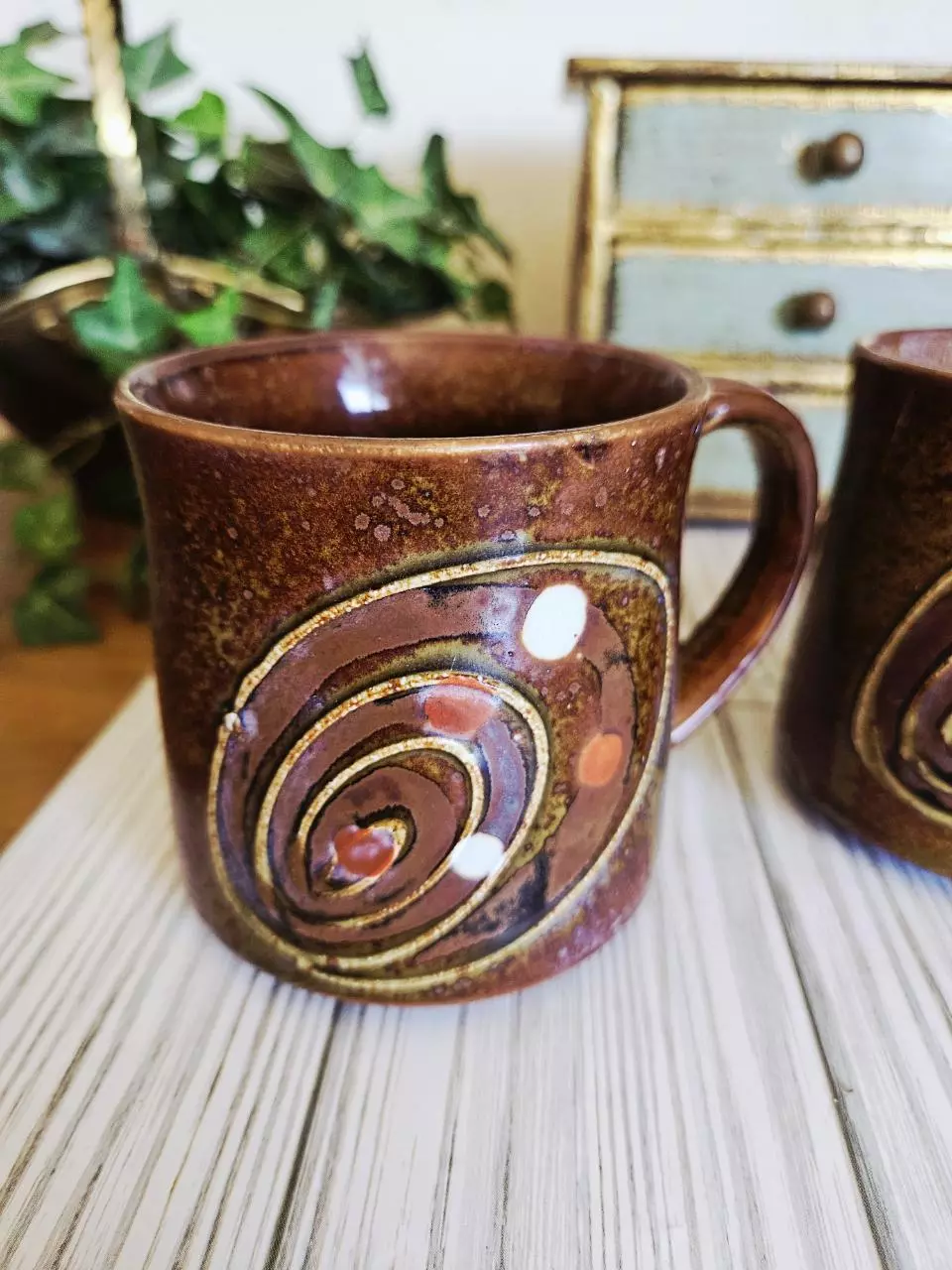 plant/MCM Brown Glazed Stoneware Mugs-1