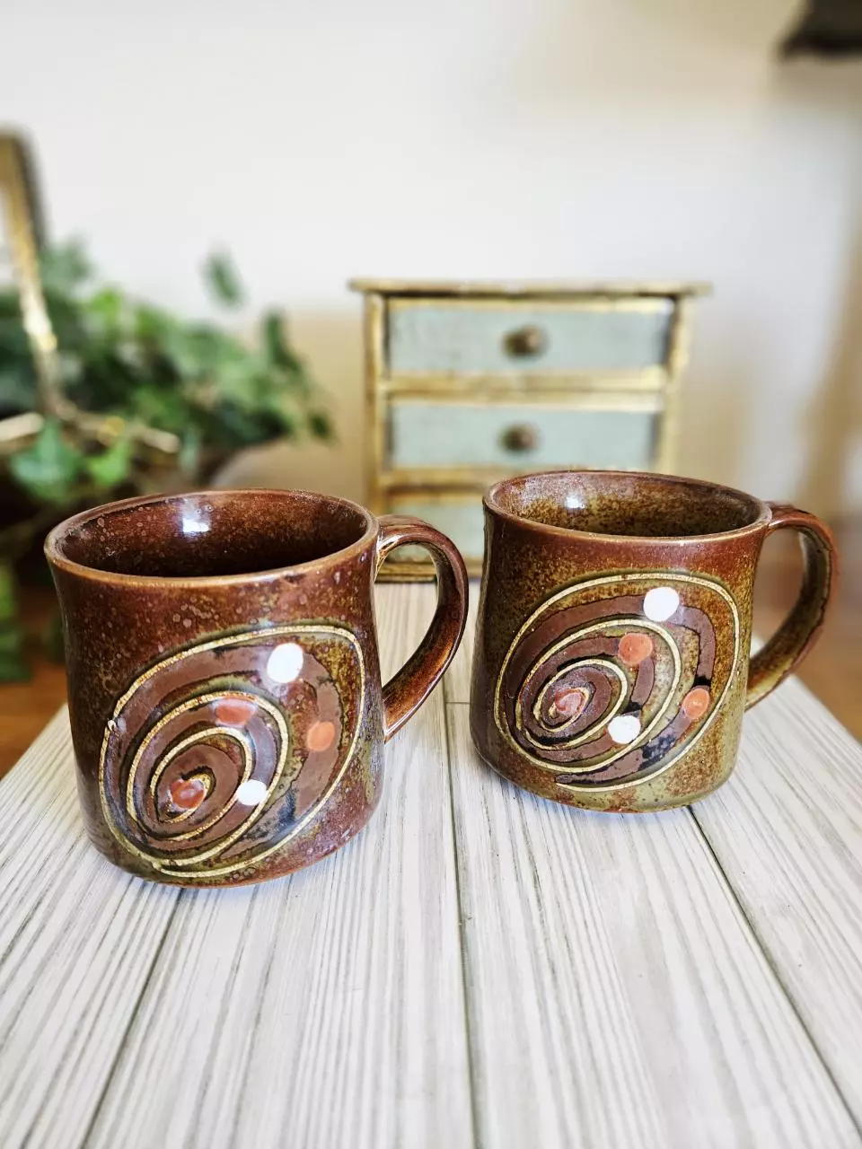 plant/MCM Brown Glazed Stoneware Mugs-0
