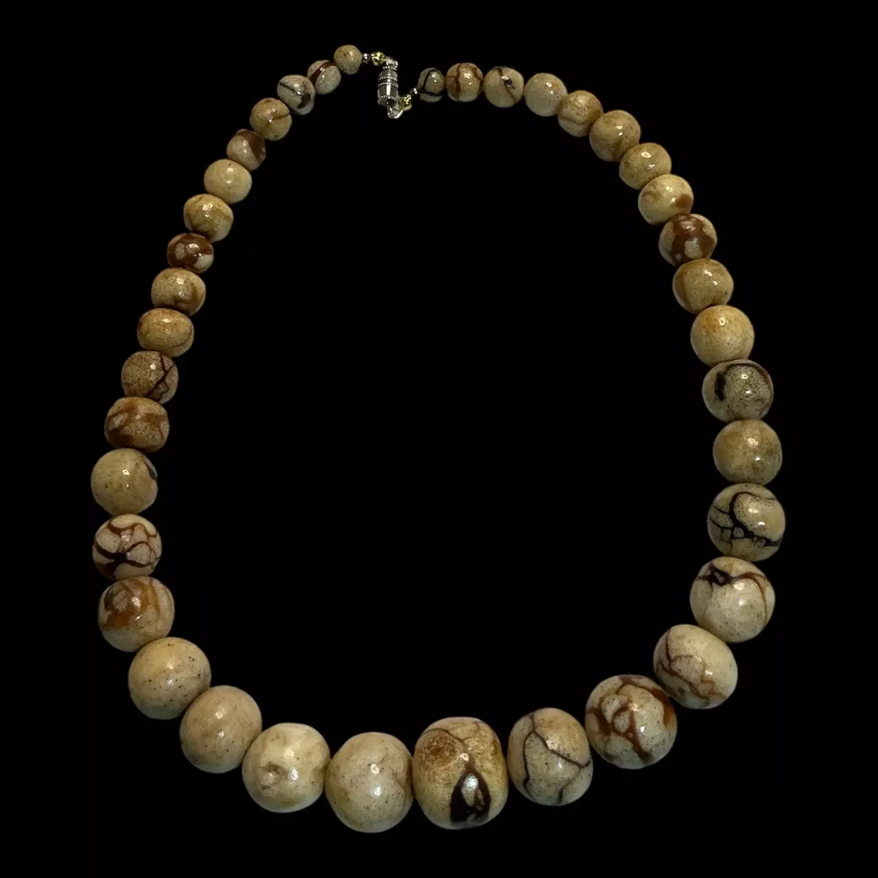 plant/Vintage Tiger Sponge Coral Graduated Beaded Necklace 16” Great Veins-0