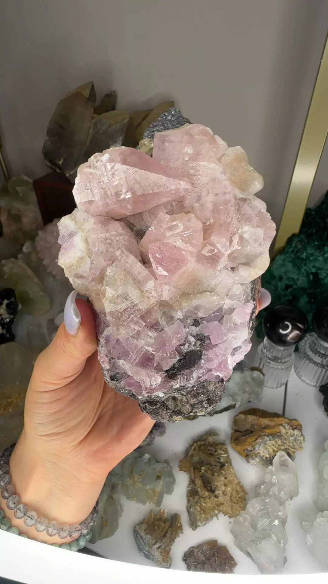 plant/New find pink calcite with hematite-0