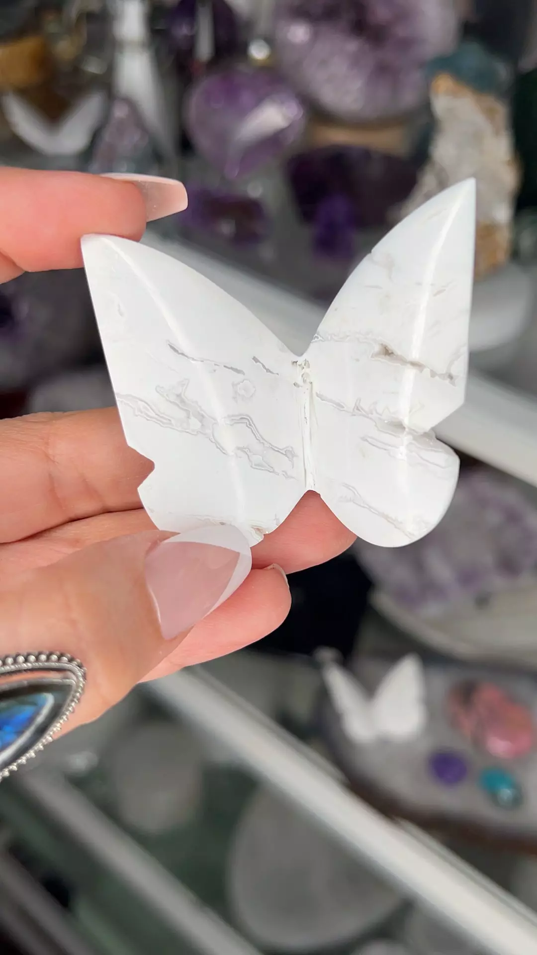 plant/Brazilian druzy plume agate self standing butterfly $48-0