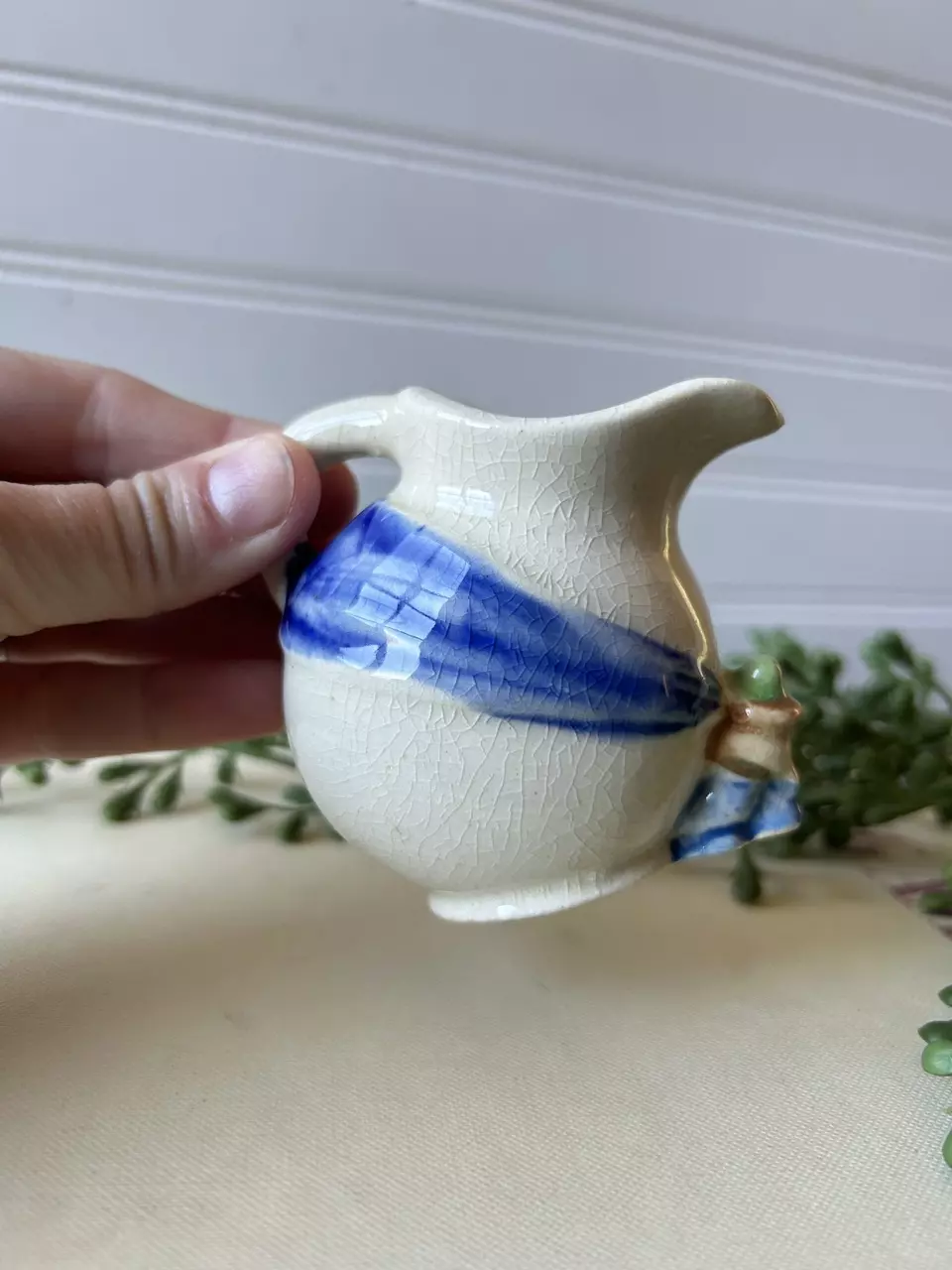 plant/Round, little man creamer, made in Japan-1