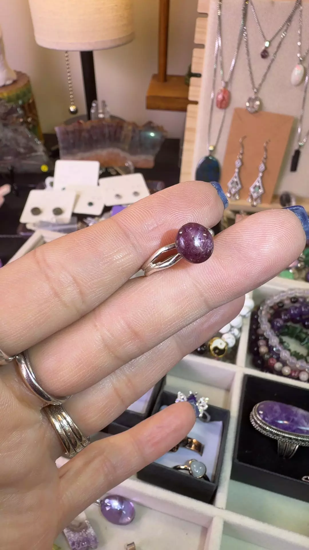 plant/star ruby adjustable silver plates ring-0