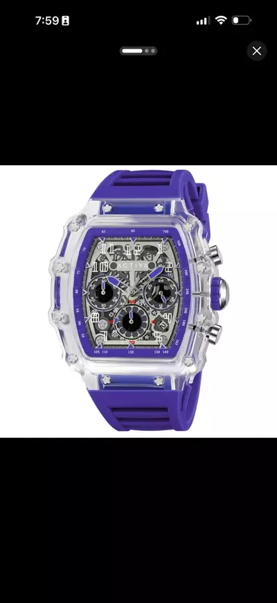 plant/NEW ACTIVA  X Invicta Men’s Watch 44.3mm Skeleton Dial PC Case  Black Purple-0-thumbnail