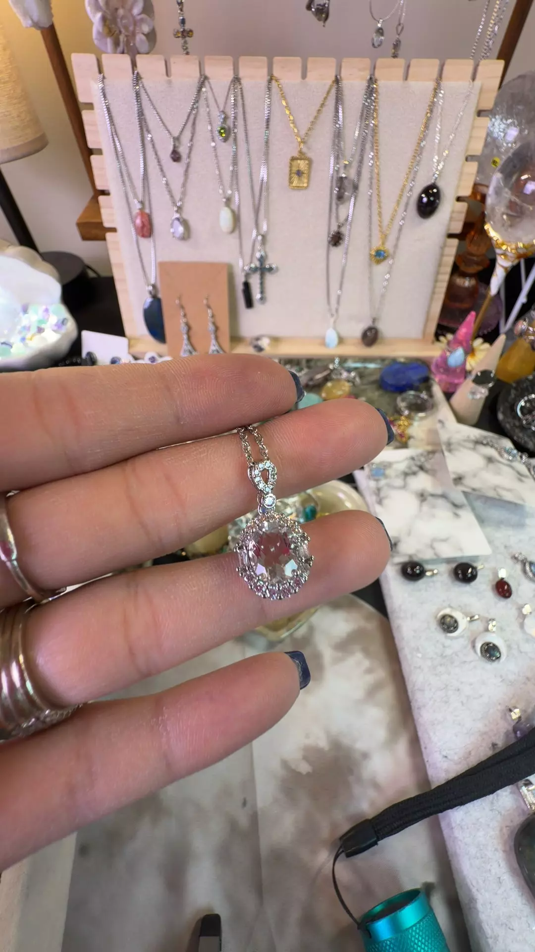 plant/clear quartz necklace-0