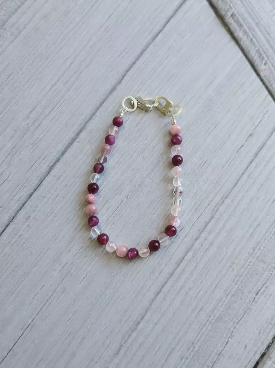 plant/Beaded Pink Tiger Eye Bag Charm | Handmade Stone Jewelry-0
