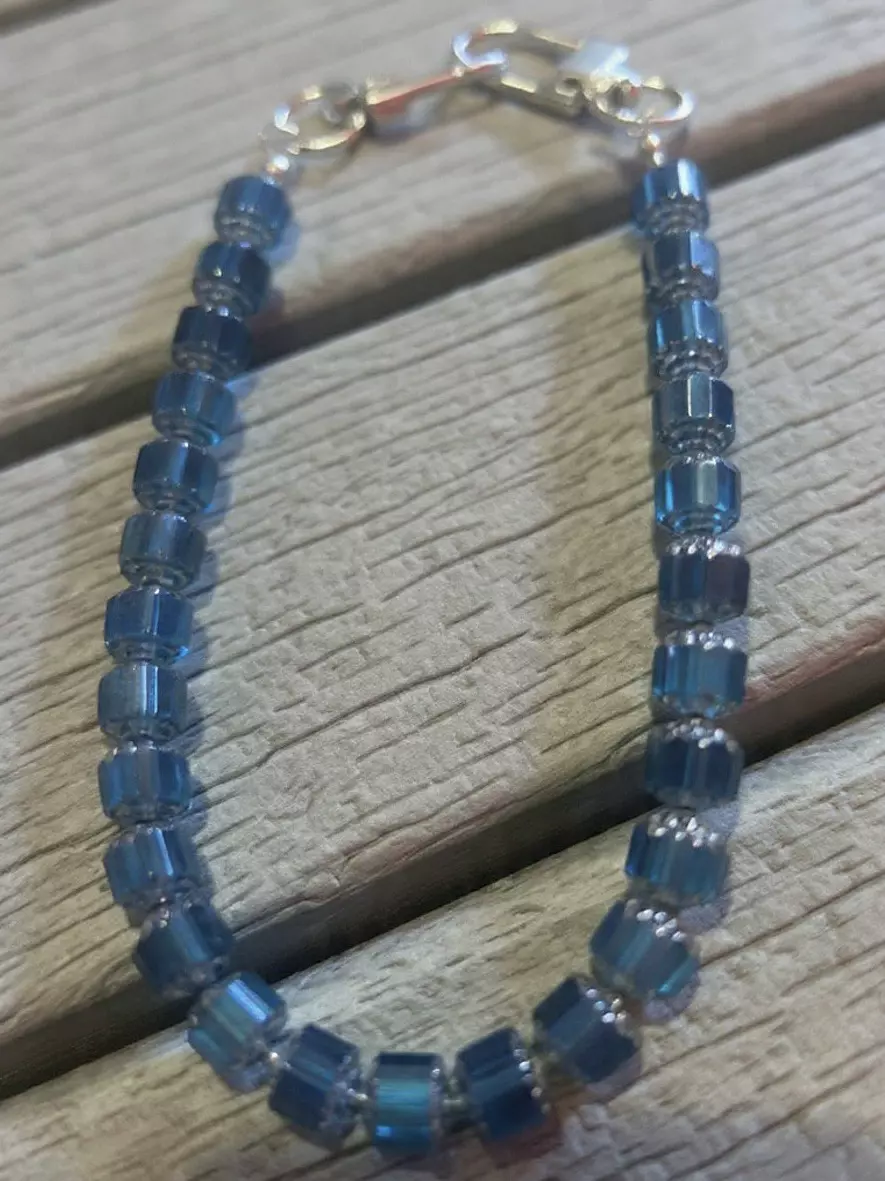 plant/Beaded Blue Cathedral Beads Bag Charm | Handmade-0