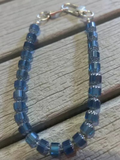 plant/Beaded Blue Cathedral Beads Bag Charm | Handmade-0-thumbnail