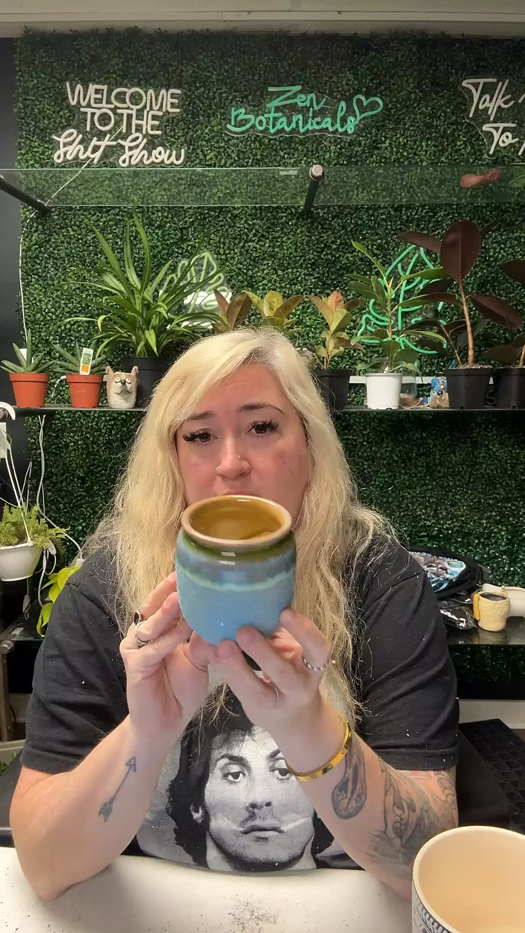 plant/blue stucco pot-0