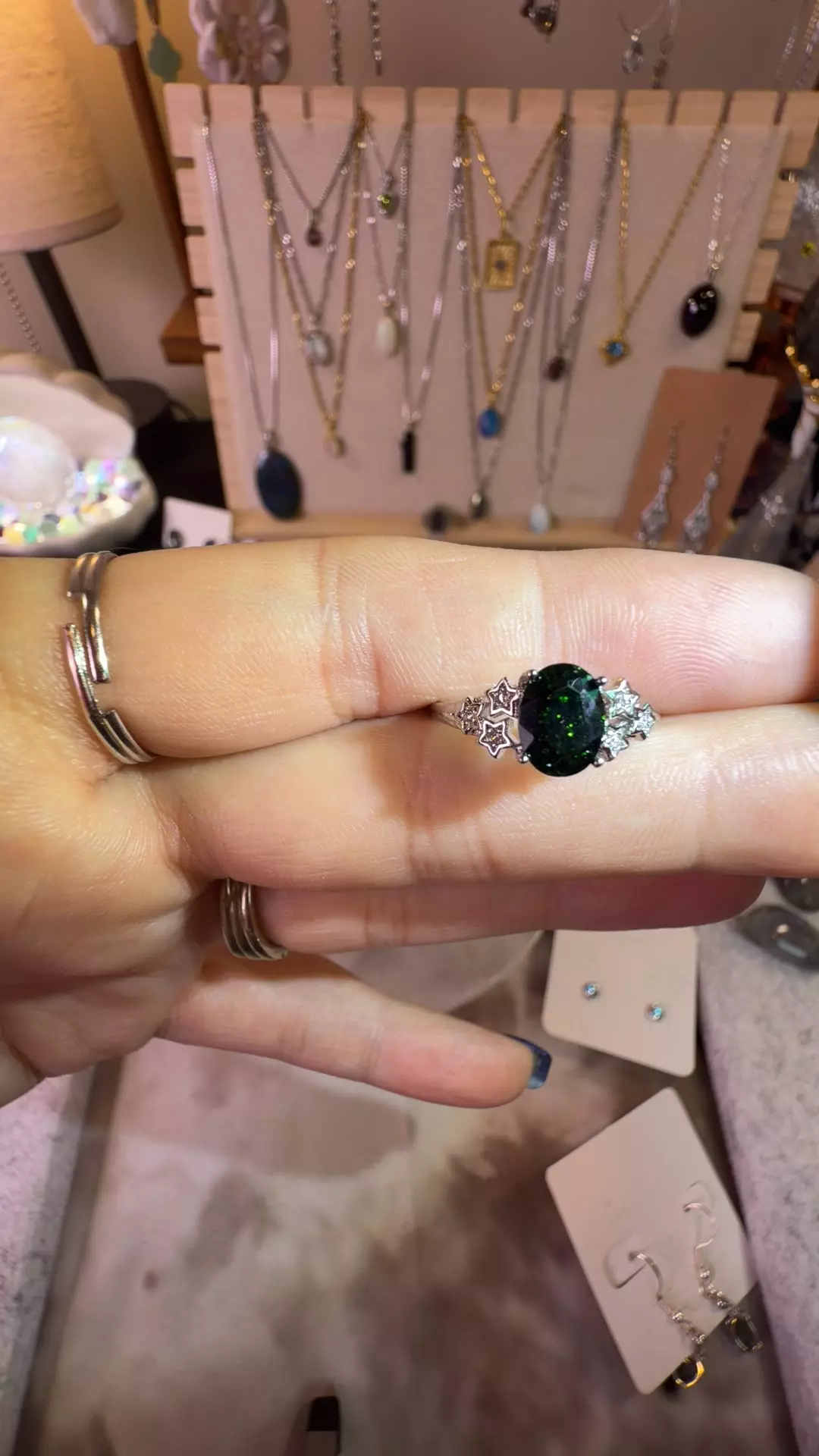 plant/green sandstone adjustable ring-0