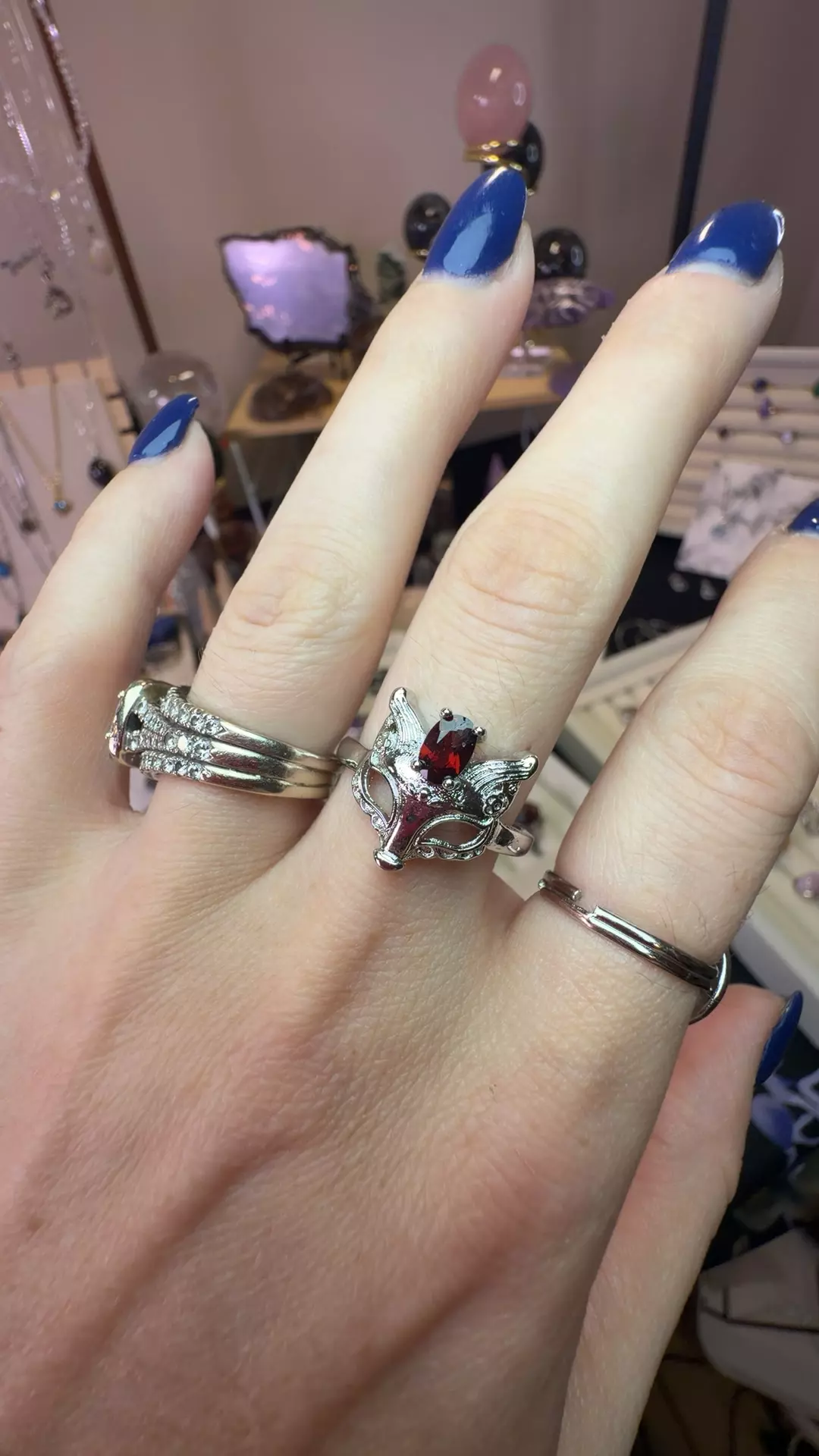 plant/garnet fox adjustable ring-0