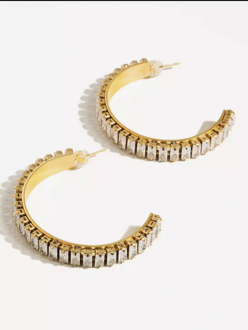 plant/18k or stainless steel non tarnish rhinestone earrings-0