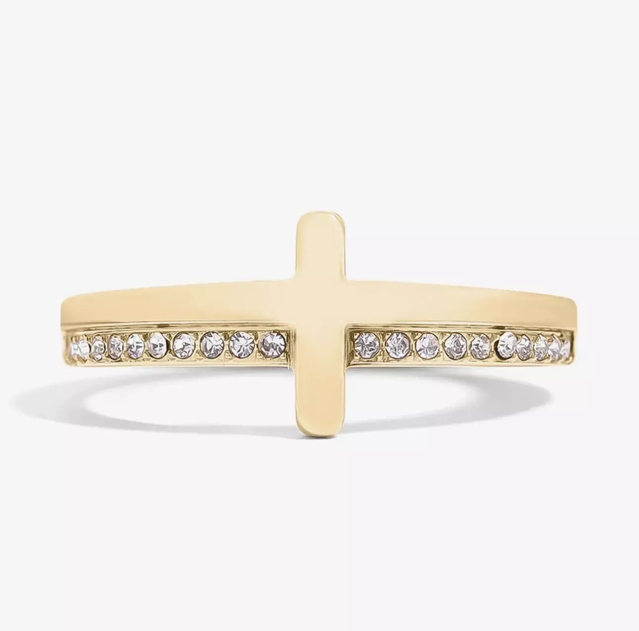 plant/18k over stainless steel cross ring size 7-0
