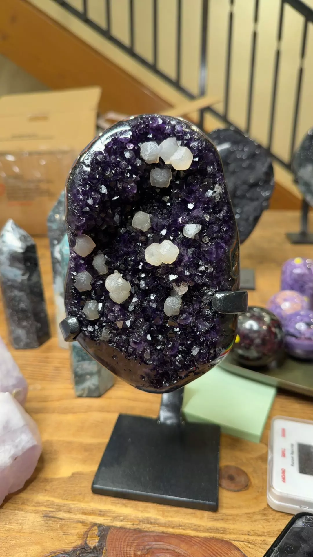 plant/Uruguay amethyst with calcite-0