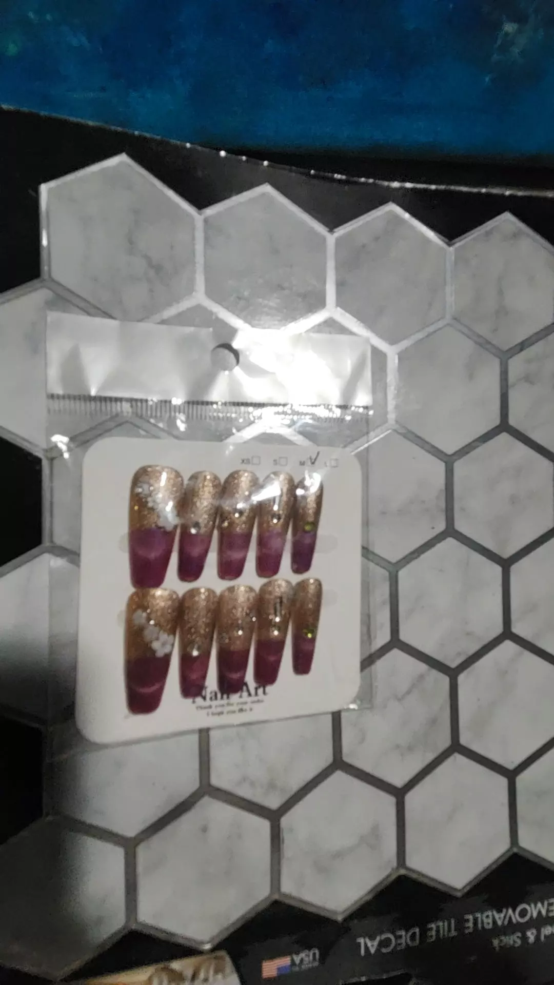 plant/champagne blossom nails -M-0