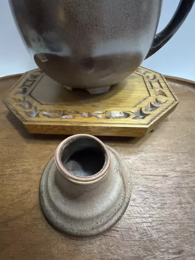 plant/Frankoma Pottery No. 82 carafe in the Brown Satin glaze.-1-thumbnail