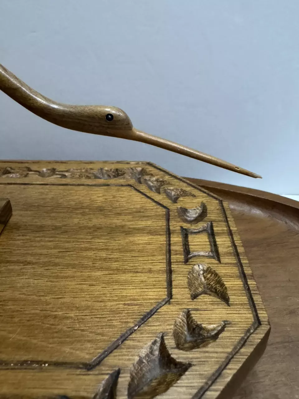 plant/Artist Made Long Neck wooden bird-1