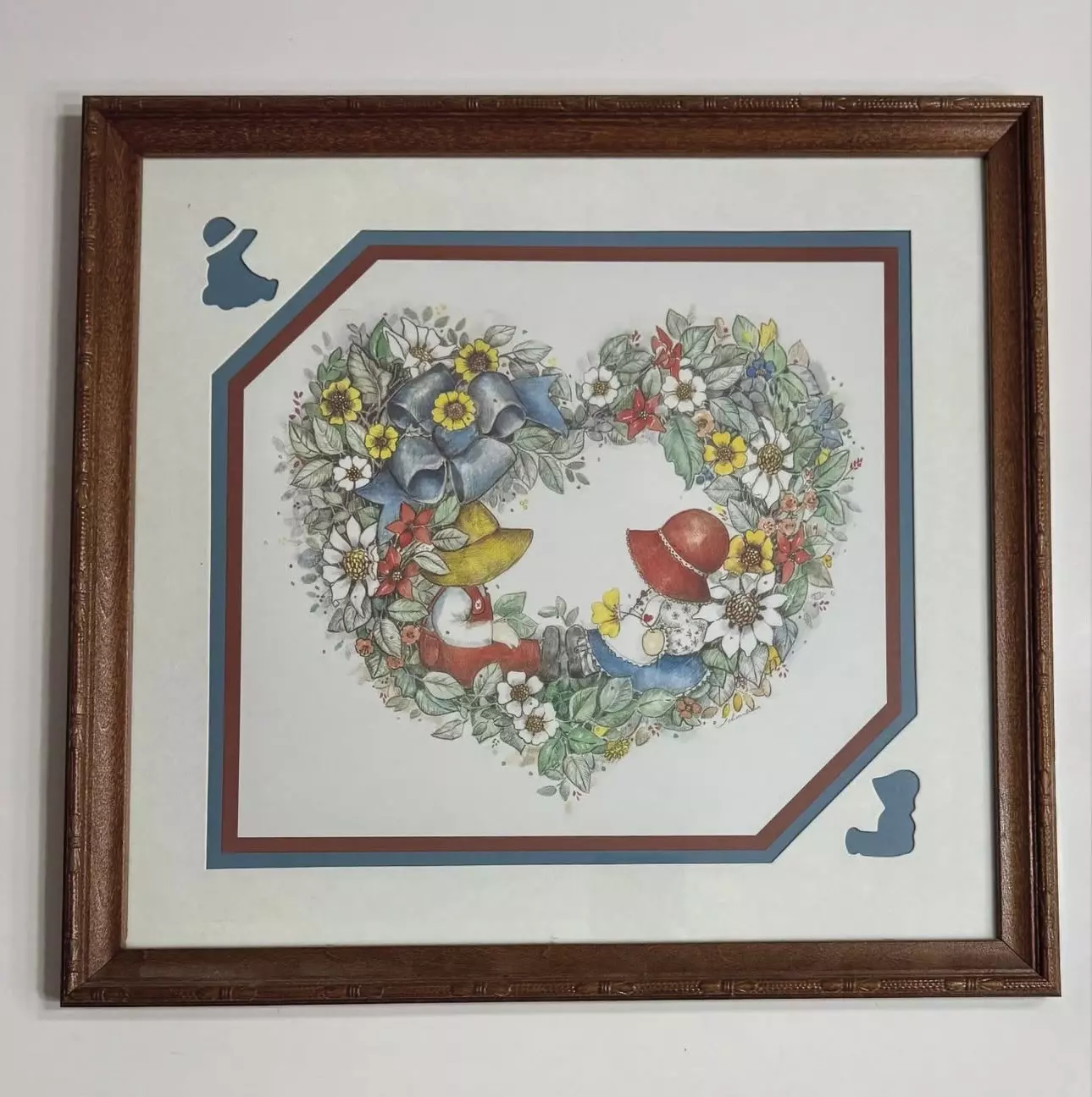 plant/L Chambers Country Boy & Girl, Floral Heart Framed Art Print-0