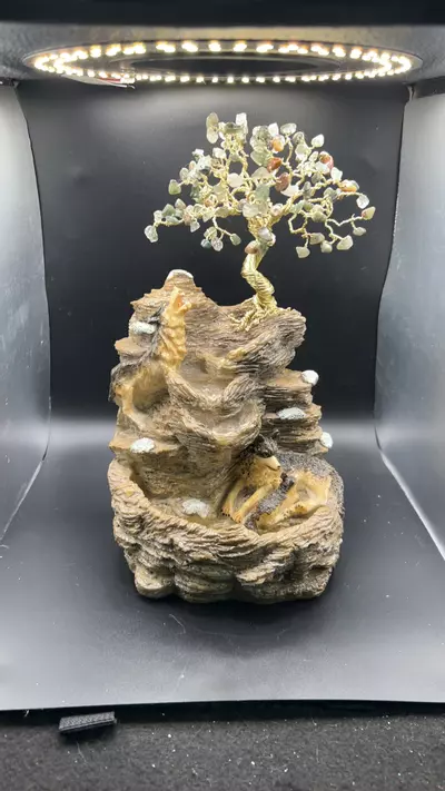 plant/Custom-made wolf family fountain with fancy Jasper tree-0-thumbnail