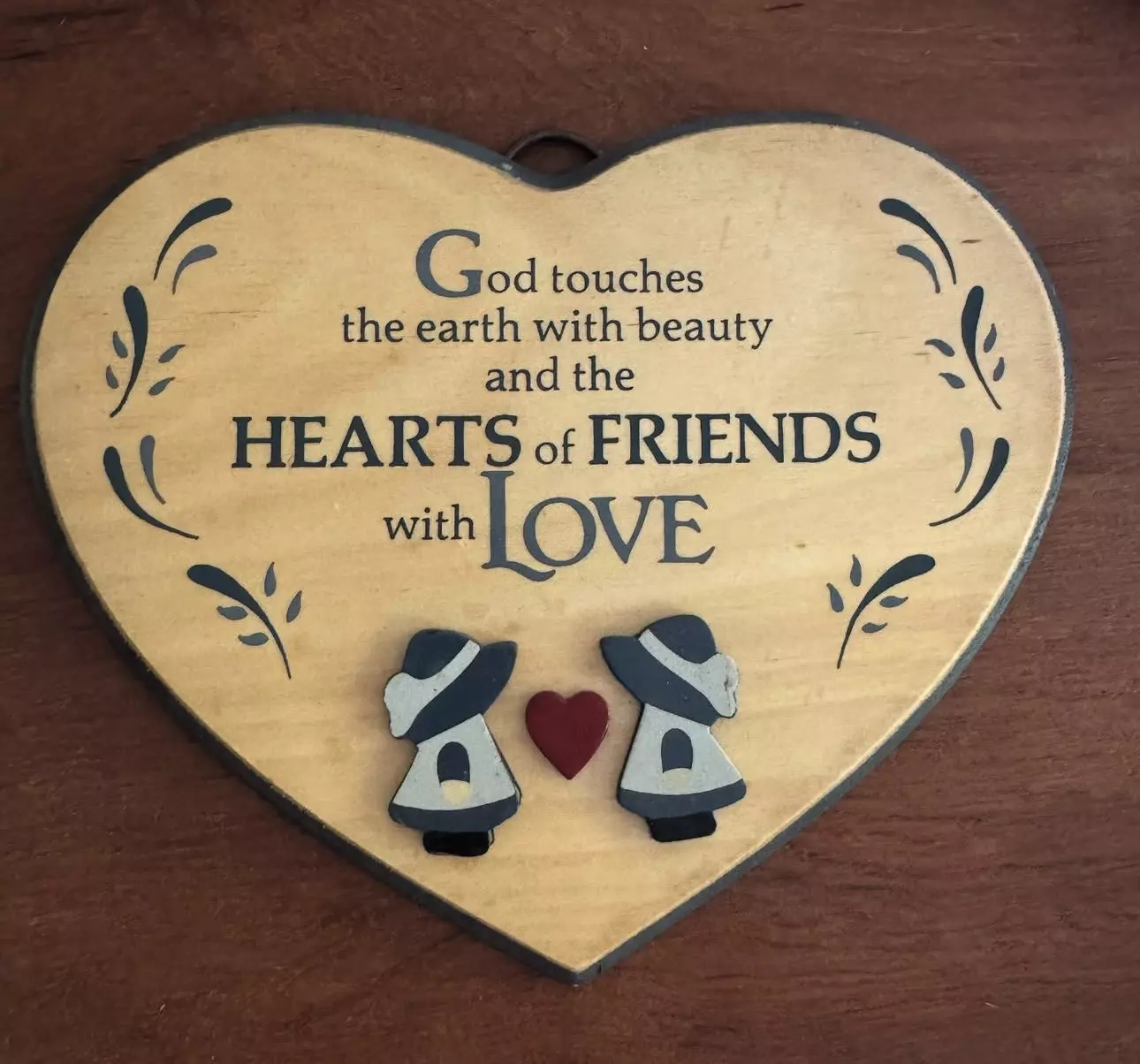 plant/Wooden Hearts of Friends sign  with hanger. 8.5” wide-0