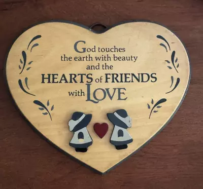 plant/Wooden Hearts of Friends sign  with hanger. 8.5” wide-0-thumbnail