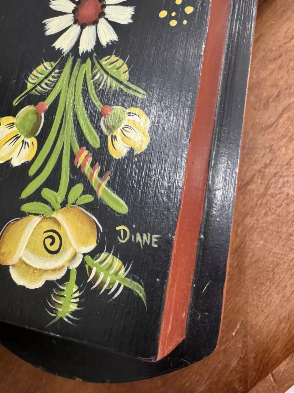 plant/Hand painted Rosemaling Floral design Wooden Match holder-2