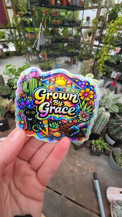 plant/kitty holo sticker-0-thumbnail