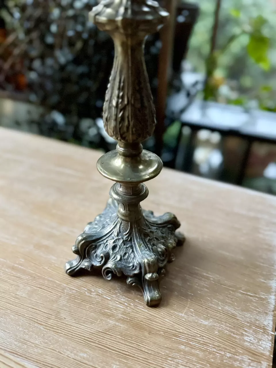 plant/Ornate brass candlestick-2