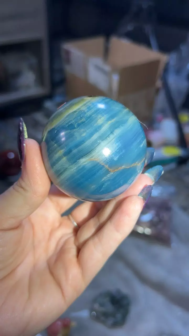 plant/Blue Calcite Sphere-0