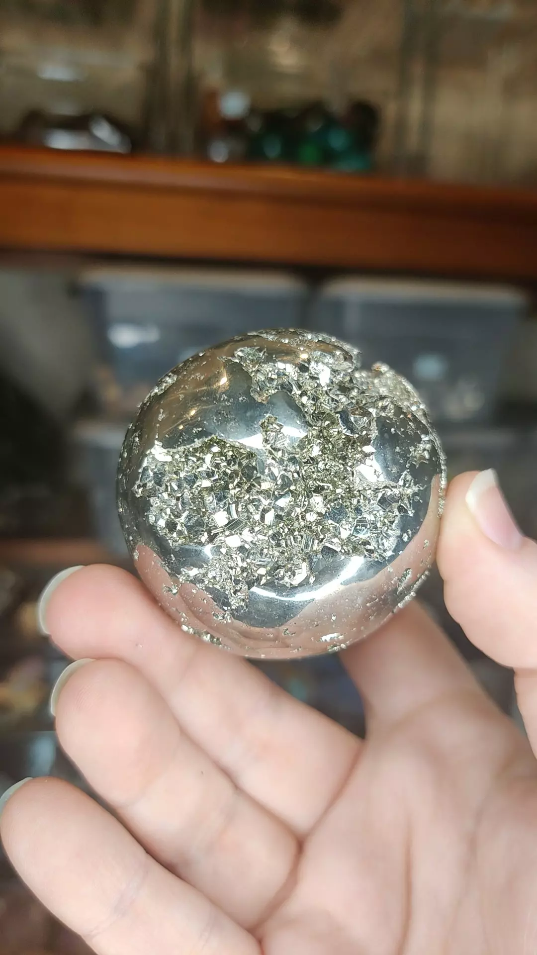 plant/Pyrite Sphere (b) from Peru 53mm-0