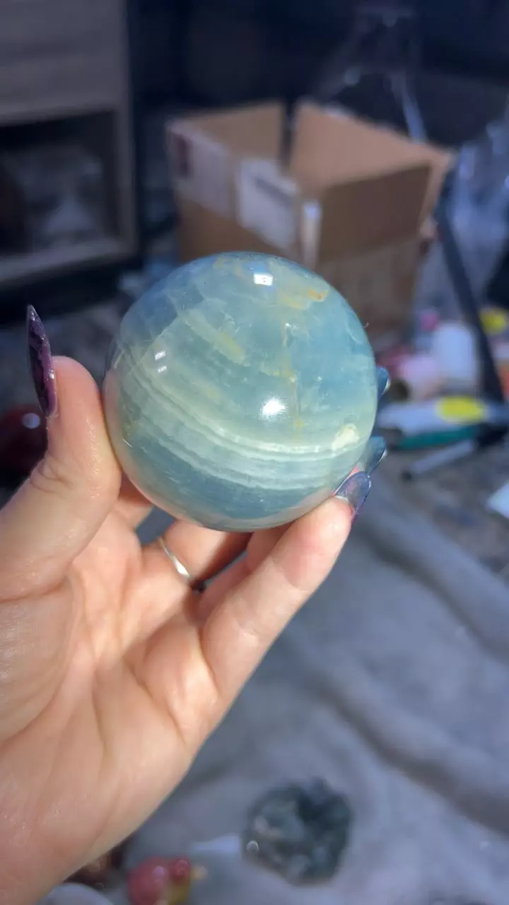 plant/Blue Calcite Sphere-0