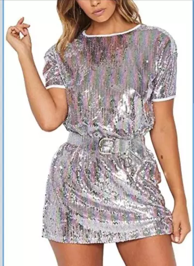 plant/Sequin Pink&Silver Dress Large-0-thumbnail