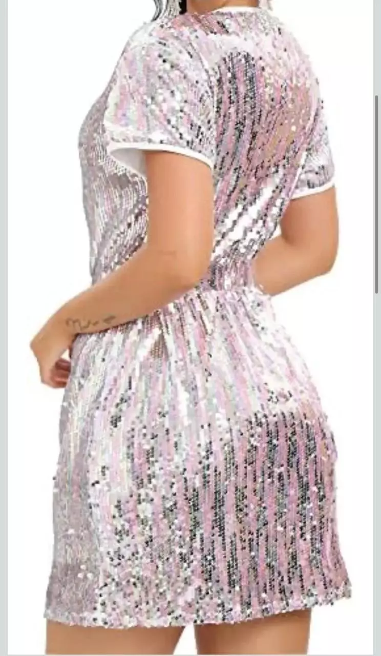 plant/Sequin Pink&Silver Dress Large-1
