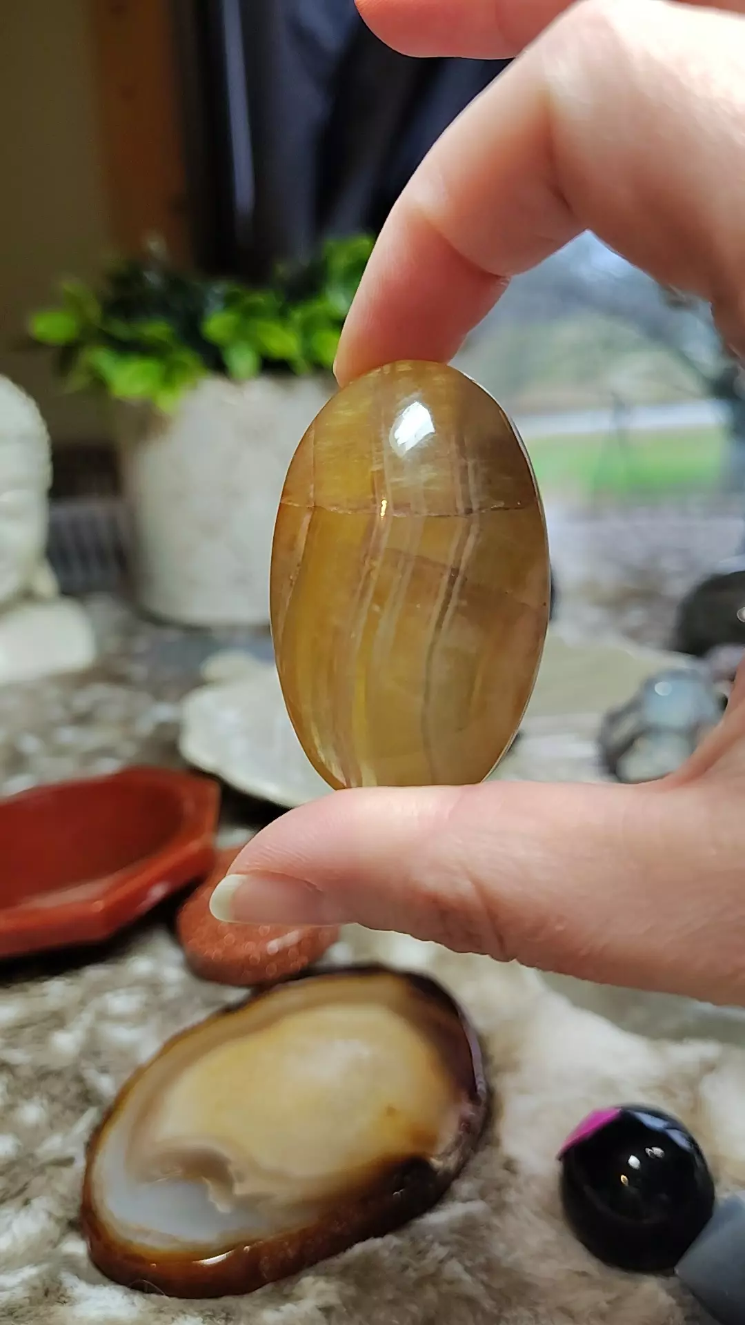 plant/Yellow Fluorite Palmstone-0