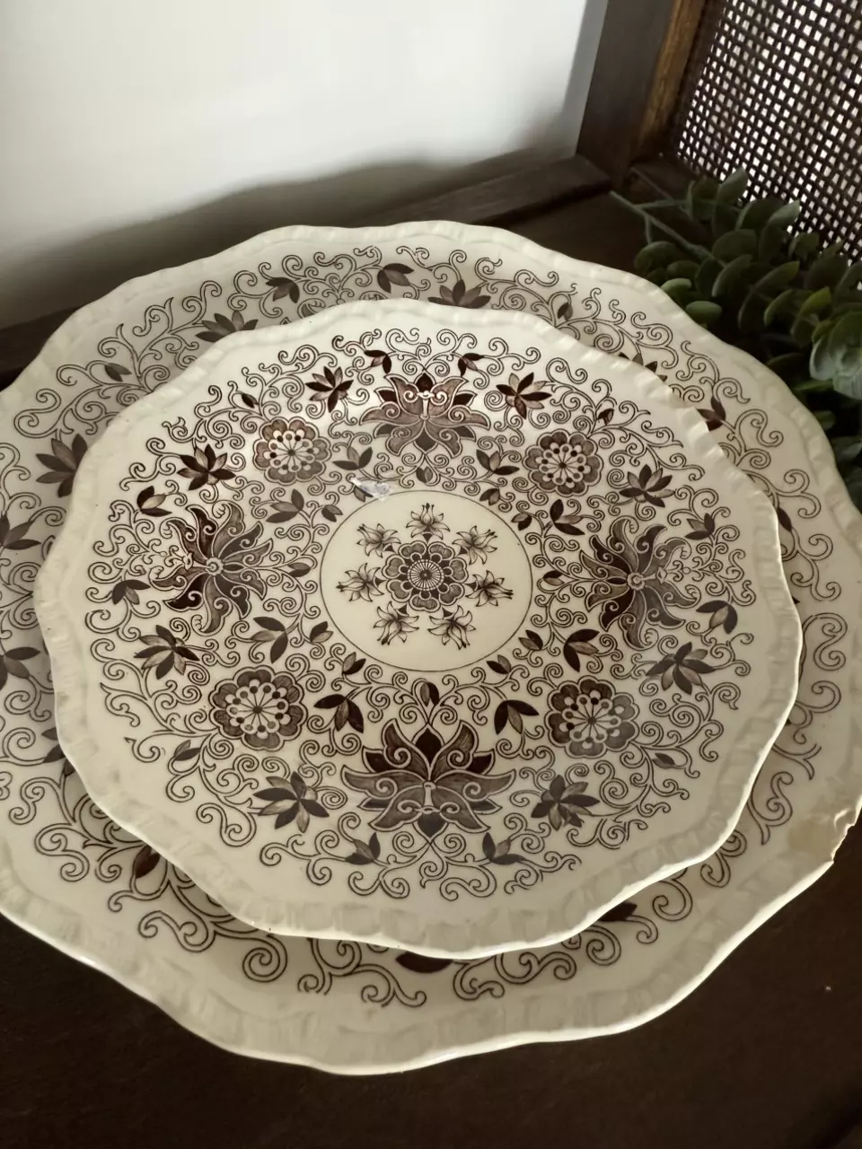 plant/Mason’s “Bow Bells” Brown Transferware Salad Plate - chippy-0
