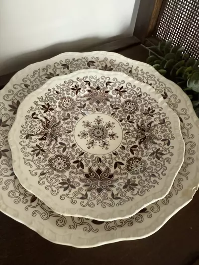 plant/Mason’s “Bow Bells” Brown Transferware Salad Plate - chippy-0-thumbnail