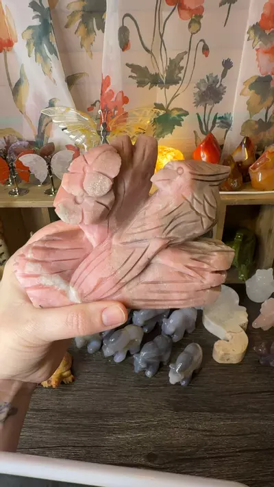 plant/$65 | Pink Opal Bird Carving 65E-0-thumbnail