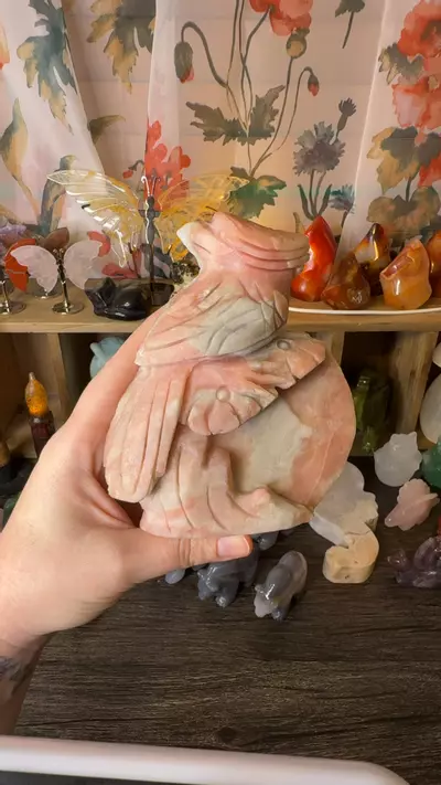plant/$65 | Pink Opal Bird Carving 65D-0-thumbnail
