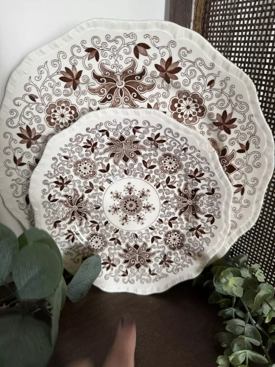 plant/Mason’s “Bow Bells” Brown Transferware Salad Plate - chippy-1