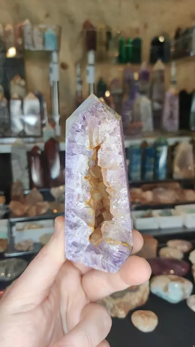 plant/Hematite Amethyst Geode Tower w natural iridescence! (b)-0-thumbnail