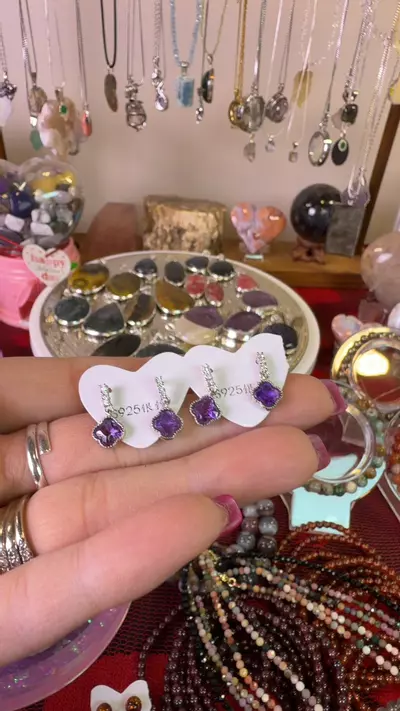 plant/amethyst dangle earrings-0-thumbnail