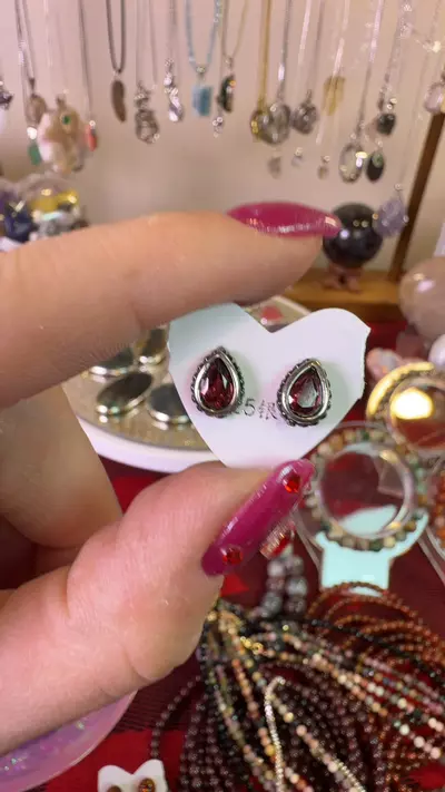 plant/pink garnet earrings-0-thumbnail