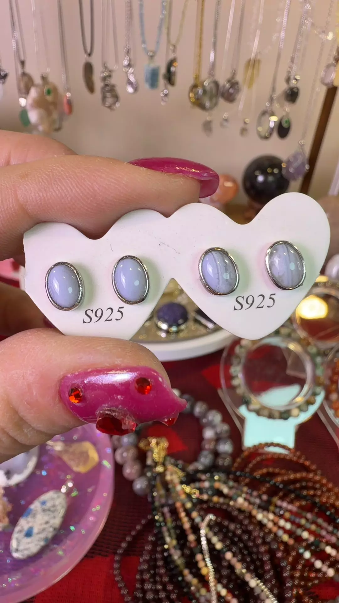 plant/blue lace agate earrings-0