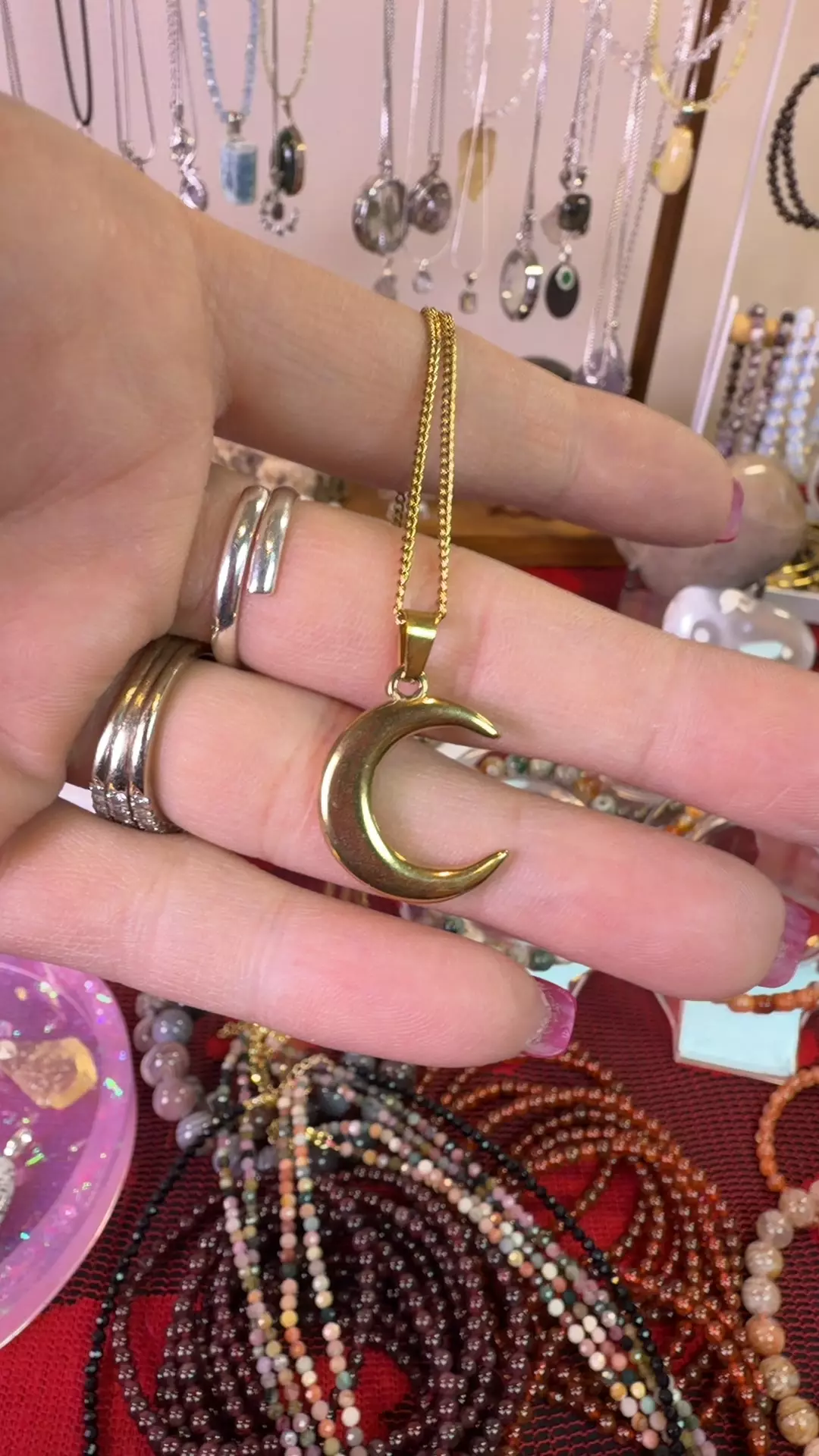 plant/gold moon necklace-0