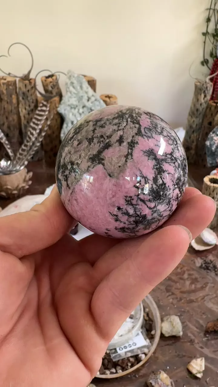 plant/pink tourmaline sphere-0