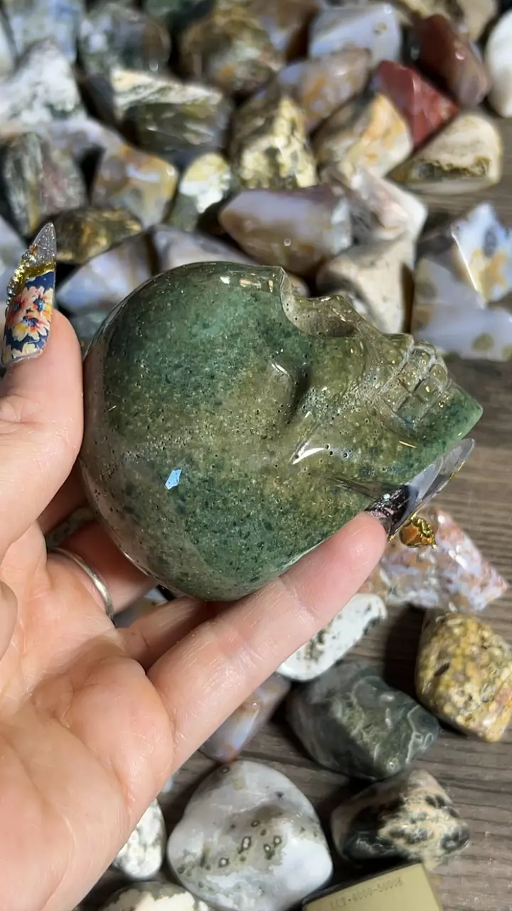 plant/Moss Agate Skull-0
