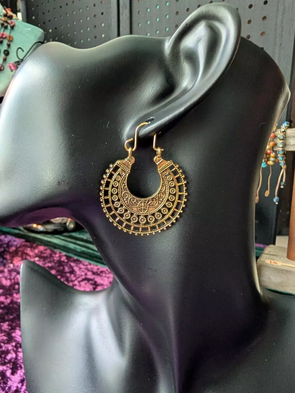 plant/#76 Gold boho earrings -0