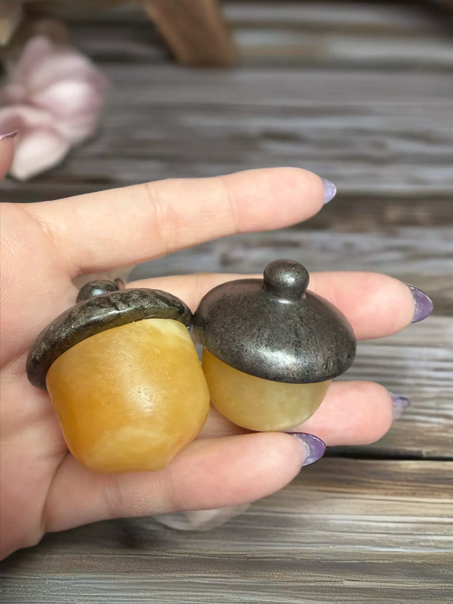 plant/yellow calcite and pyrite Acorn 🍂2 pack-0